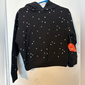 Wonder Nation Black Hoodie with White Heart Pattern